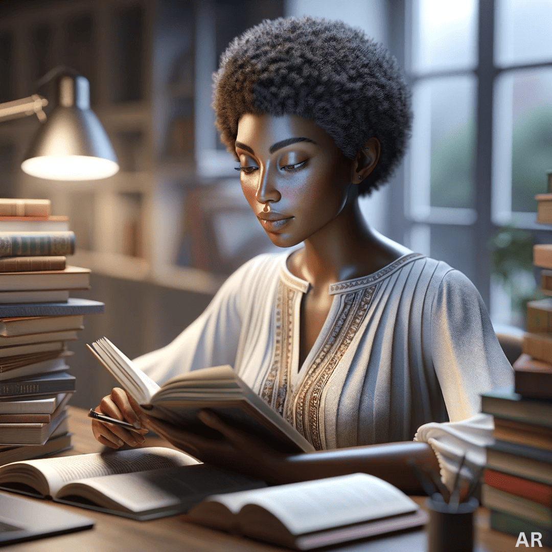 Woman reading the best books about leadership